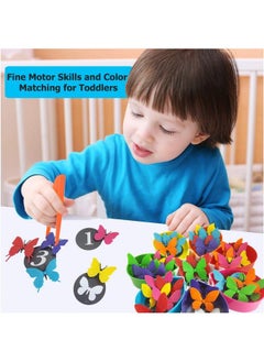 Skoolzy Butterfly Color Sorting Toys 75 Piece Set Counting Toddler Toys Montessori Learning Activities For Toddlers & Preschool Educational Math Games Educational Toys For Kids 2+ Includes Ebook  - Image 4