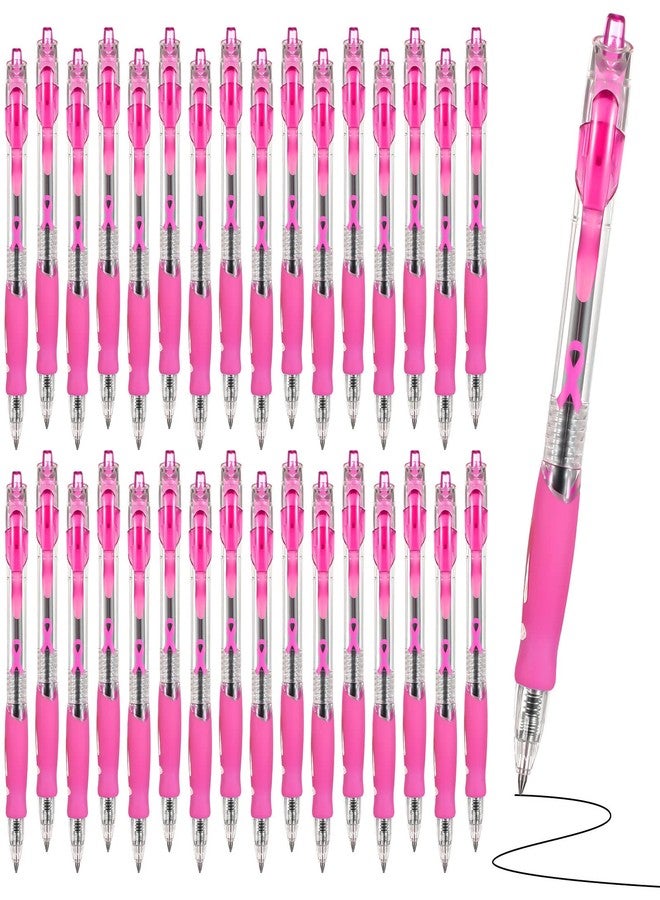 Epakh 100 Pcs Breast Cancer Awareness Pens Bulk Pink Ribbon Pens 0.5 mm Retractable Gel Ink Ballpoint Pen Pink Ribbon Roller Ball Pen Breast Cancer Awareness Accessories Fine Point Black Ink Pens - Image 1