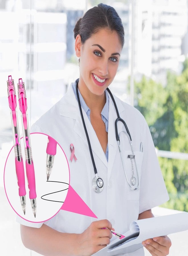 Epakh 100 Pcs Breast Cancer Awareness Pens Bulk Pink Ribbon Pens 0.5 mm Retractable Gel Ink Ballpoint Pen Pink Ribbon Roller Ball Pen Breast Cancer Awareness Accessories Fine Point Black Ink Pens - Image 4