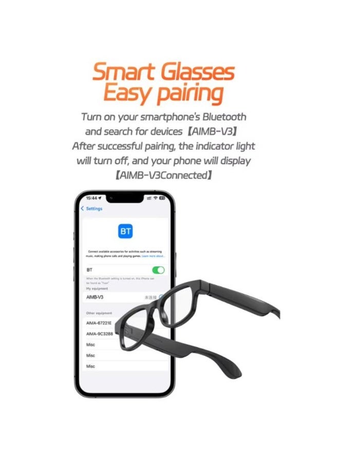 AIMB V3 Smart Glasses – Bluetooth Calling, Dual Lenses (Blue Light & UV Sunglasses), Touch Control, Dual Speakers, Voice Assistant, Type-C Charging - Image 2