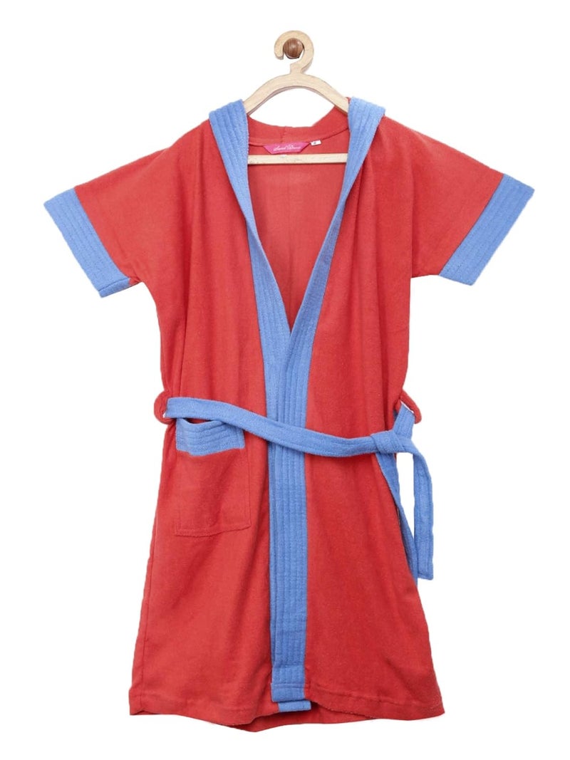 SAND DUNE Kids Girl Hood Bathrobe Terry Cotton Shower Gown Half Sleeve Knee Length Kids Girls Bath Robes Pocket with Waist belt Kid Girls Bathrobes - Image 5