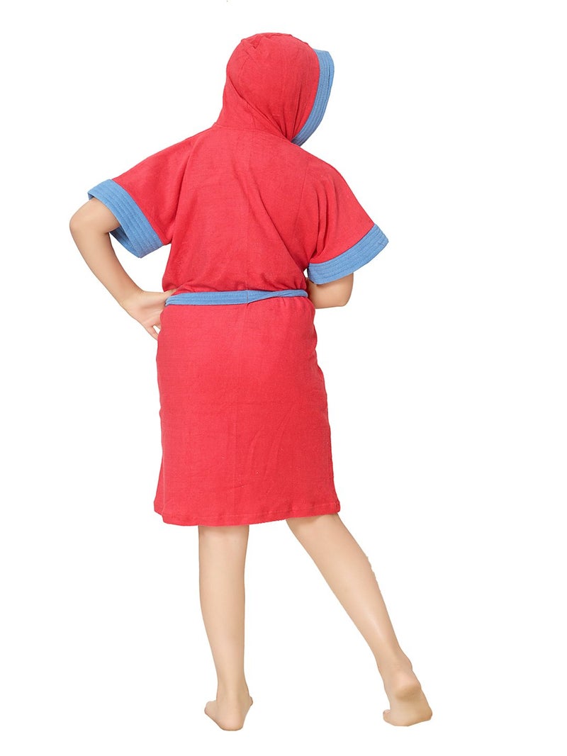 SAND DUNE Kids Girl Hood Bathrobe Terry Cotton Shower Gown Half Sleeve Knee Length Kids Girls Bath Robes Pocket with Waist belt Kid Girls Bathrobes - Image 4