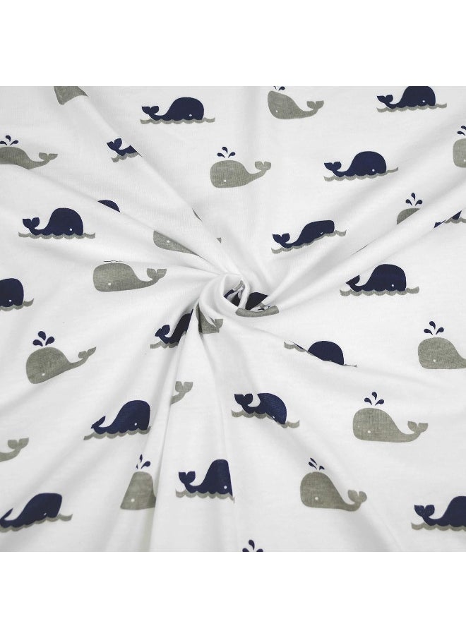 American Baby Company American Baby Company Fitted Pack N Play Playard Sheet 27" x 39", Soft Breathable Neutral Cotton Jersey Pack and Play Sheet, Navy Whale, for Boys and Girls, Fits Most Mini Crib Mattresses  - Image 3