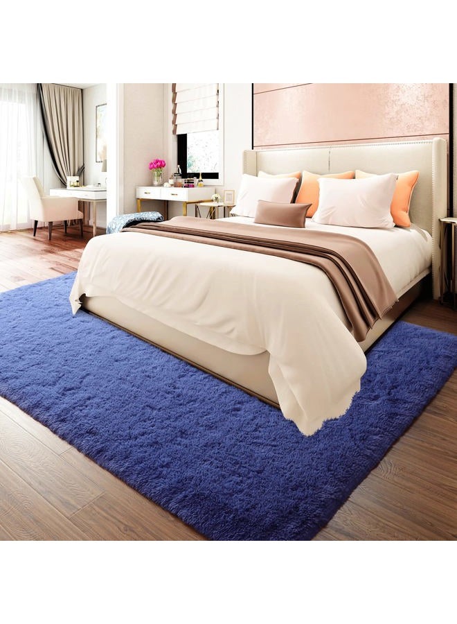 Merelax Modern Soft Fluffy Large Shaggy Rug for Bedroom Livingroom Dorm Kids Room Indoor Home Decorative, Comfy Non-Slip Plush Furry Fur Area Rugs Nursery Accent Floor Carpet 4x6/5x8ft 5 x 8 Feet Blue - Image 5