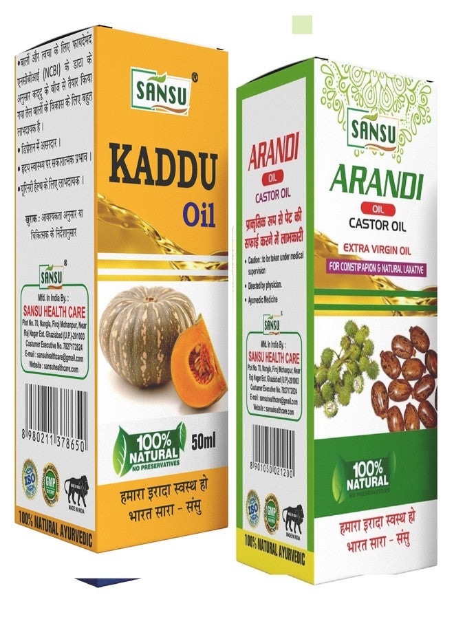 Sansu Kaddu ka tel Natural Ayurvedic 50ml With Arandi ka tel Ayurvedic 50ml (Pack of 2) - Image 1