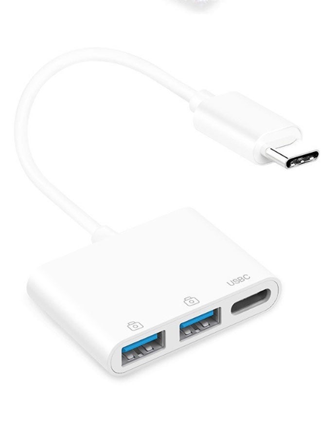 CF USB-C to USB 3.0 adapter cable (no power required) USB converter supports USB flash drives, mouse and keyboard, charging and audio sync connector (white) - Image 1