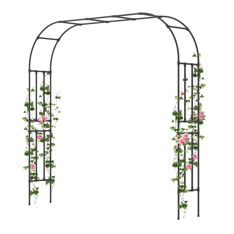 BUKLIYN Garden Arch Trellis - Length: 98.5in, Height: 94.5in Garden Trellis for Climbing Plants Outdoor - Garden Arch for Lawn, Party, Ceremony Wedding Decoration (Black) - Image 1