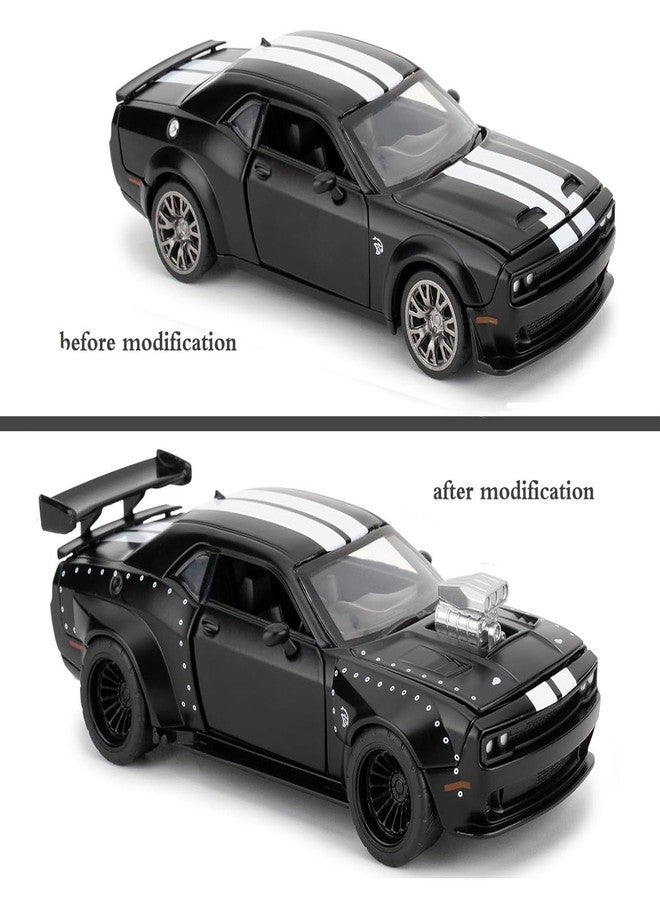 Mzexoma سيارة لعبة Mzexoma Hellcat DIY قابلة للتفكيك بمقياس 1:36 من طراز Challenger SRT، طقم بناء للأطفال من عمر 3 سنوات فما فوق، سيارات نموذجية مصبوبة بأبواب قابلة للفتح، هدية تعليمية STEM للأولاد من عمر 4 إلى 7 سنوات (أسود) - Image 2