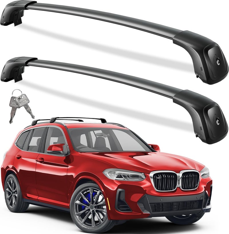 Wonderdriver Lockable Roof Rack Cross Bars 260lbs Compatible with BMW X3 G01 2018 2019 2020 2021 2022 2023 2024 2025 Not for G45 Heavy Duty Aluminum Roof Rails Crossbars Black Rooftop Cargo Carrier