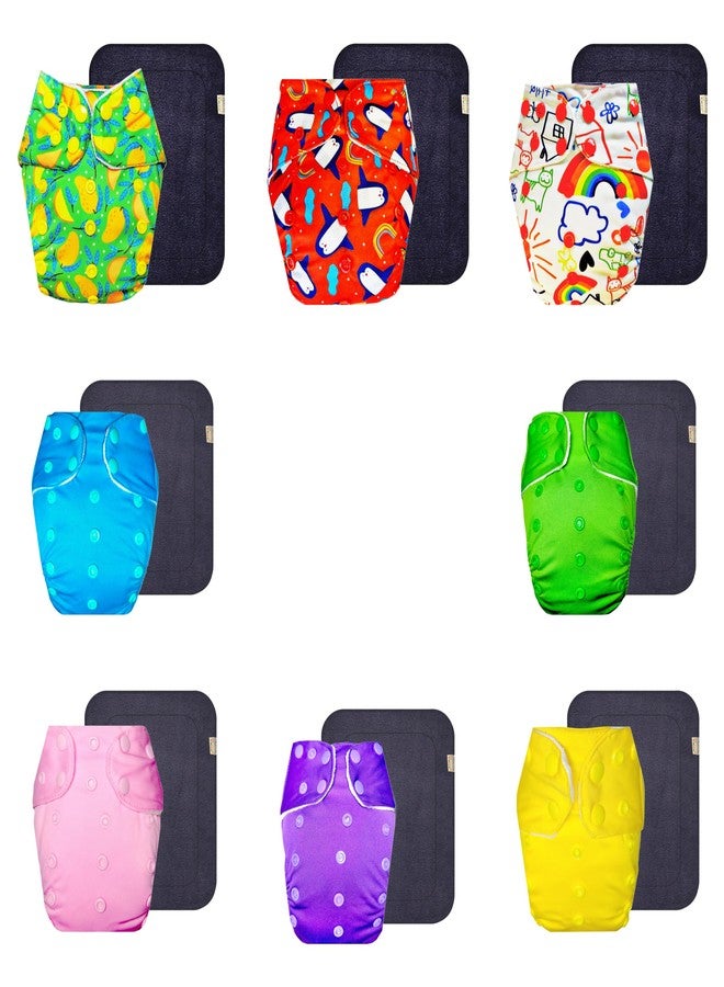 حفاضات دمبلدو القماشية الممتازة مع حشوة رمادية (عبوة من 8 قطع) | ناعمة ولطيفة | مانعة للتسرب | أزرار كبس قابلة للتعديل | مصممة من قبل الأمهات | من 3 أشهر إلى 3 سنوات | للجنسين - Image 1