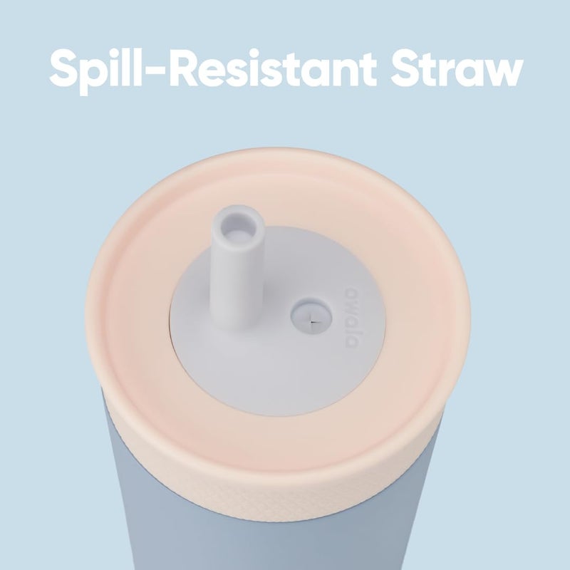 Owala Owala Kids Insulation Stainless Steel Tumbler with Spill Resistant Flexible Straw  Easy to Clean  Kids Water Bottle  Great for Travel  Dishwasher Safe  12 Oz  Tan and Blue (Seas the Day)  - Image 2