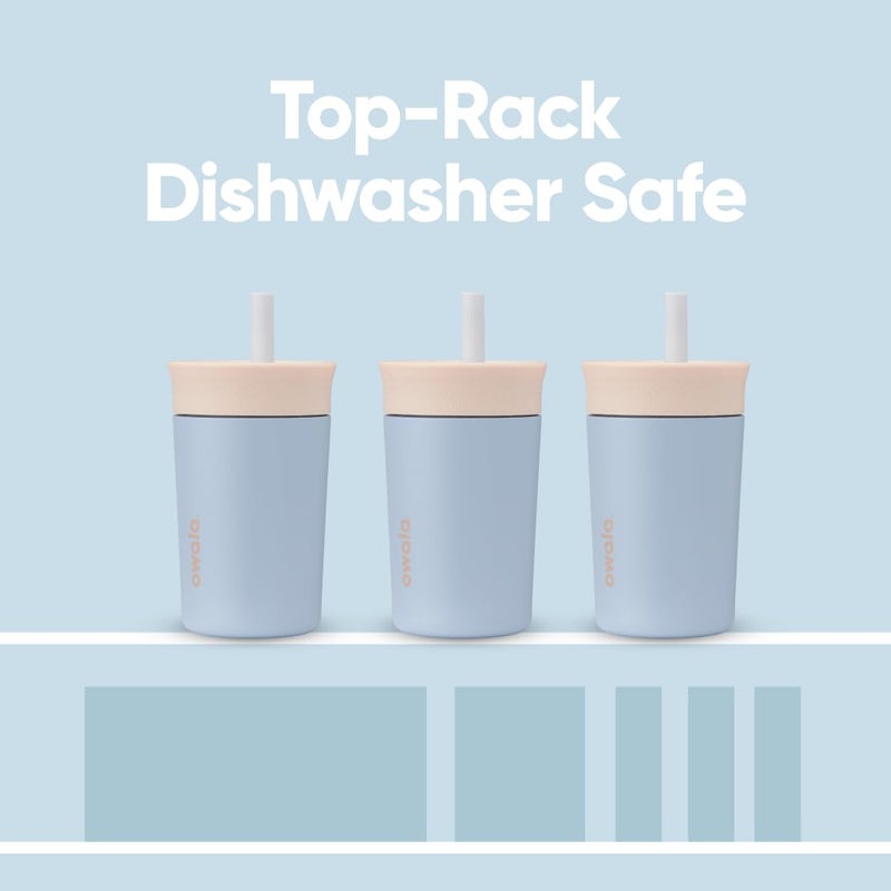 Owala Owala Kids Insulation Stainless Steel Tumbler with Spill Resistant Flexible Straw  Easy to Clean  Kids Water Bottle  Great for Travel  Dishwasher Safe  12 Oz  Tan and Blue (Seas the Day)  - Image 5