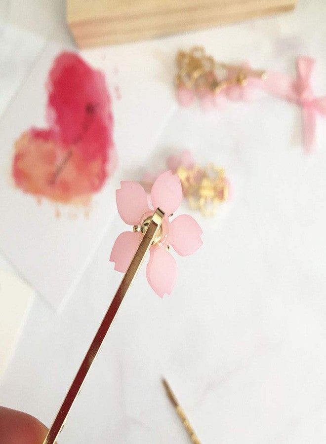 سوبيربليس مشبك شعر نسائي مزين بزهر الكرز، دبابيس شعر، مشابك شعر من سبيكة معدنية على شكل زهرة وردية، مشبك جانبي للشعر، مشبك للغرة، إكسسوارات شعر - Image 5