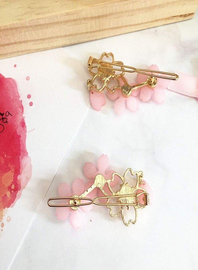 سوبيربليس مشبك شعر نسائي مزين بزهر الكرز، دبابيس شعر، مشابك شعر من سبيكة معدنية على شكل زهرة وردية، مشبك جانبي للشعر، مشبك للغرة، إكسسوارات شعر - Image 3