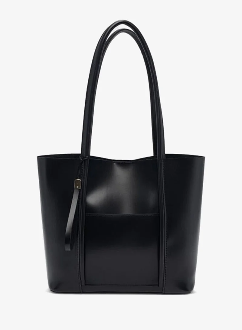 Shule Bags Pebbled Black Shoulder Bag.