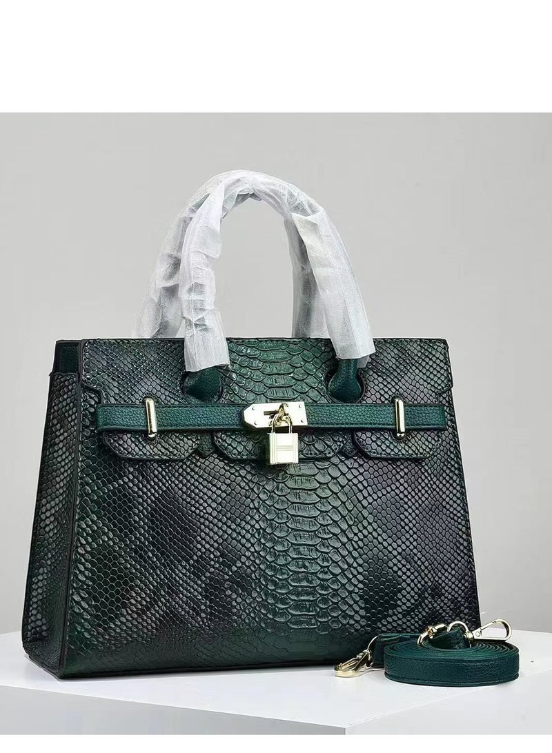 Women's Lizard Skin Pattern Tote Bags, Satchels Purses,Crossbody Bag - Green  - Image 1