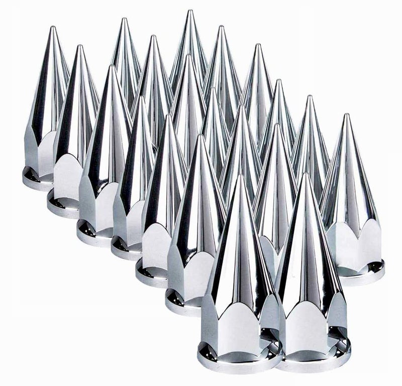 TORQUE 20 pcs of 33mm Chrome Spike Screw-on Lug Nut Covers for Volvo & International & Peterbilt & Kenworth & Mack & Freightliner (Cascadia, Columbia, M2, FLD) Semi Trucks (2 x TR10570) - Image 2