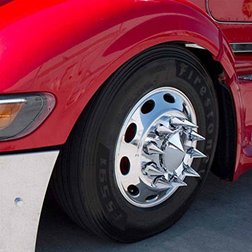 TORQUE 20 pcs of 33mm Chrome Spike Screw-on Lug Nut Covers for Volvo & International & Peterbilt & Kenworth & Mack & Freightliner (Cascadia, Columbia, M2, FLD) Semi Trucks (2 x TR10570) - Image 4