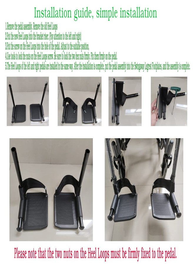 ComsenMed Wheelchair Leg Rest seat Belt Foot Strap,Heel Loops for Swing Away Foot Rest, Swing Away Legrest Footplates,Footrest,Wheelchair and Transport Chair Universal,(1Pair,Black) - Image 4