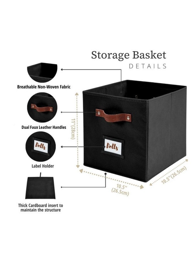 DECOMOMO Storage Bins | Cube Storage Bin with Label Holders, Fabric Storage Cubes for Organizing Shelves Closet Toy Clothes (11" / 6pcs, Black) - Image 4