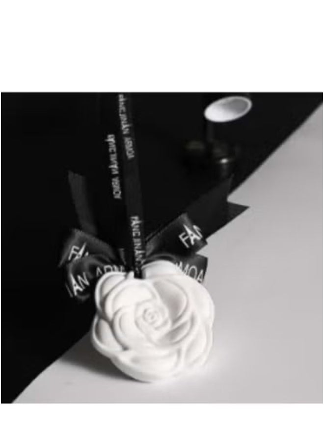 White Rose Aromatherapy Plaster Pendant (With Black Logo Ribbon)