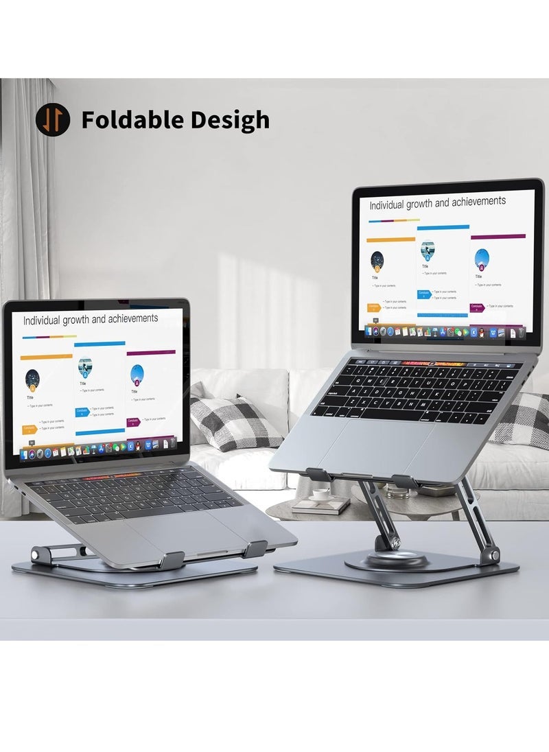 بيوينتي Adjustable Laptop Stand for Desk – Foldable Portable Laptop Riser Made from Durable Aluminum Alloy – Ergonomic, Ventilated Cooling Notebook Stand Compatible with MacBook Pro/Air, Dell, HP, Lenovo, a - Image 4