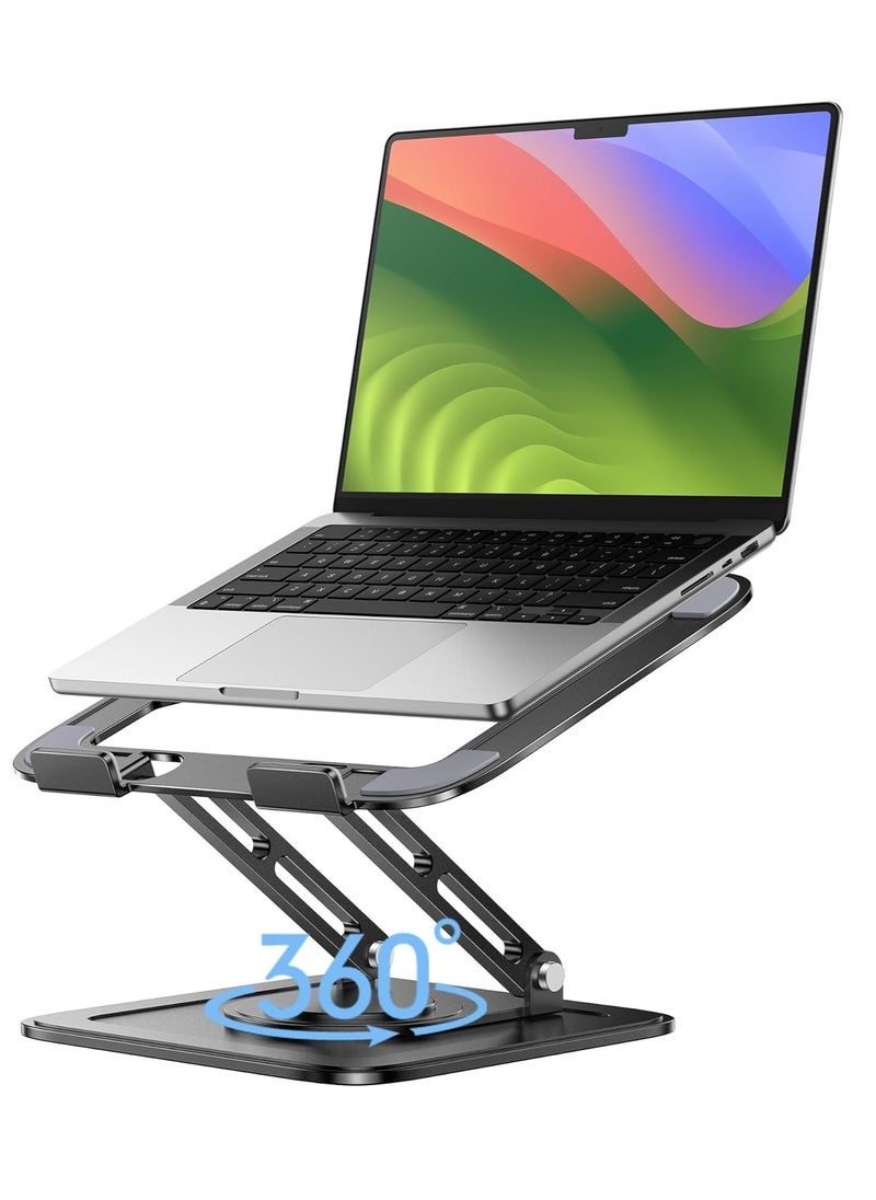 بيوينتي Adjustable Laptop Stand for Desk – Foldable Portable Laptop Riser Made from Durable Aluminum Alloy – Ergonomic, Ventilated Cooling Notebook Stand Compatible with MacBook Pro/Air, Dell, HP, Lenovo, a - Image 1