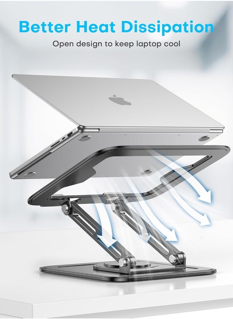 بيوينتي Adjustable Laptop Stand for Desk – Foldable Portable Laptop Riser Made from Durable Aluminum Alloy – Ergonomic, Ventilated Cooling Notebook Stand Compatible with MacBook Pro/Air, Dell, HP, Lenovo, a - Image 2