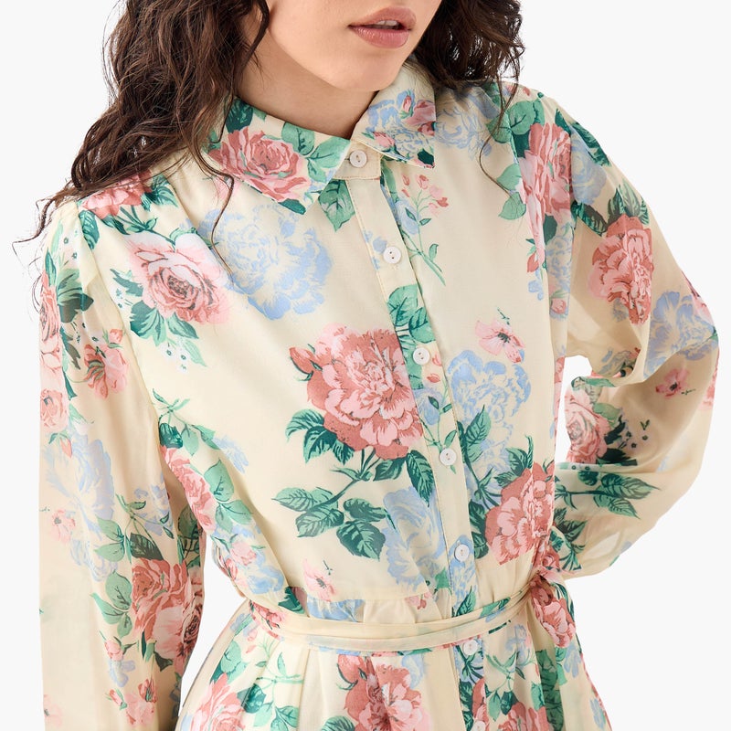 تواكستريمز فستان قميص ميدي بطبعة زهور - Image 4