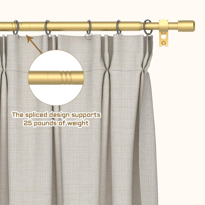 GXOACKJ Curtain Rods for Windows 28 to 48-60 Inches, 5/8 Inch Gold Adjustable Small Curtain Rod Set with Brackets for Bedroom Living Room - Image 2