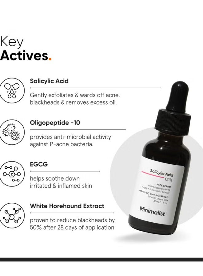 منيماليست 2 ٪ مصل حمض الساليسيليك للحد من الجلد الدهنية وحب الشباب والرؤوس السوداء | يساعد في المسام المفتوحة والخروج والملمس الوعر - Image 2