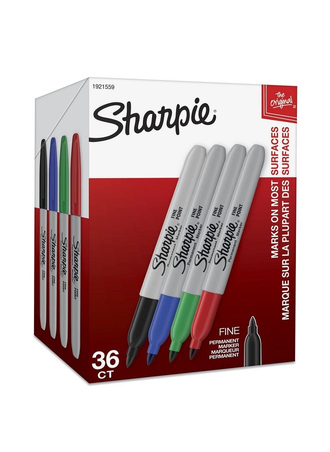 Sharpie Sharpie Permanent Markers, Fine Point, Assorted Colors, 36 Count  - Image 1
