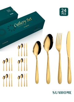 Sunhome SUNHOME 24-Piece Stainless Steel Cutlery Set Gold  - Image 1