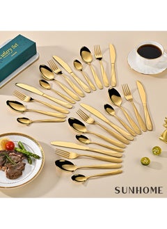 Sunhome SUNHOME 24-Piece Stainless Steel Cutlery Set Gold  - Image 4