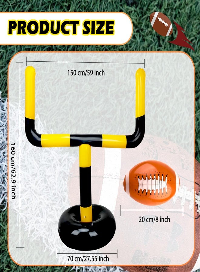Restroma 4 Pcs Jumbo Inflatable Football Set Include 1 Giant Inflatable Football Goal Post and 3 Pcs Blow Up Footballs Beach Balls for Summer Beach Lawns Outdoor Sports Game - Image 2