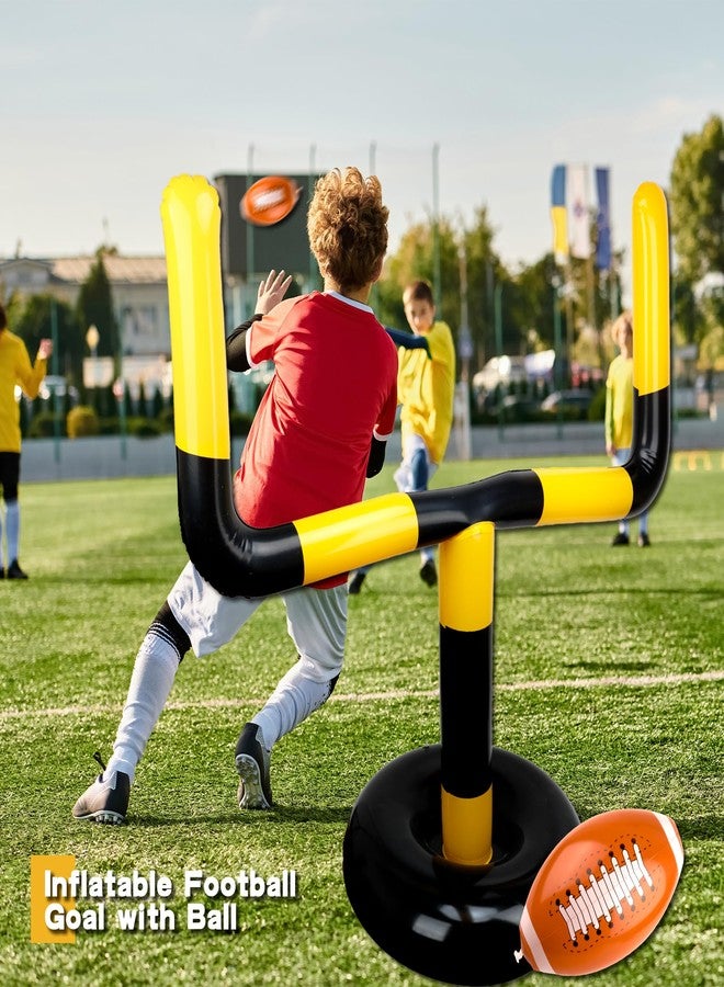 Restroma 4 Pcs Jumbo Inflatable Football Set Include 1 Giant Inflatable Football Goal Post and 3 Pcs Blow Up Footballs Beach Balls for Summer Beach Lawns Outdoor Sports Game - Image 4