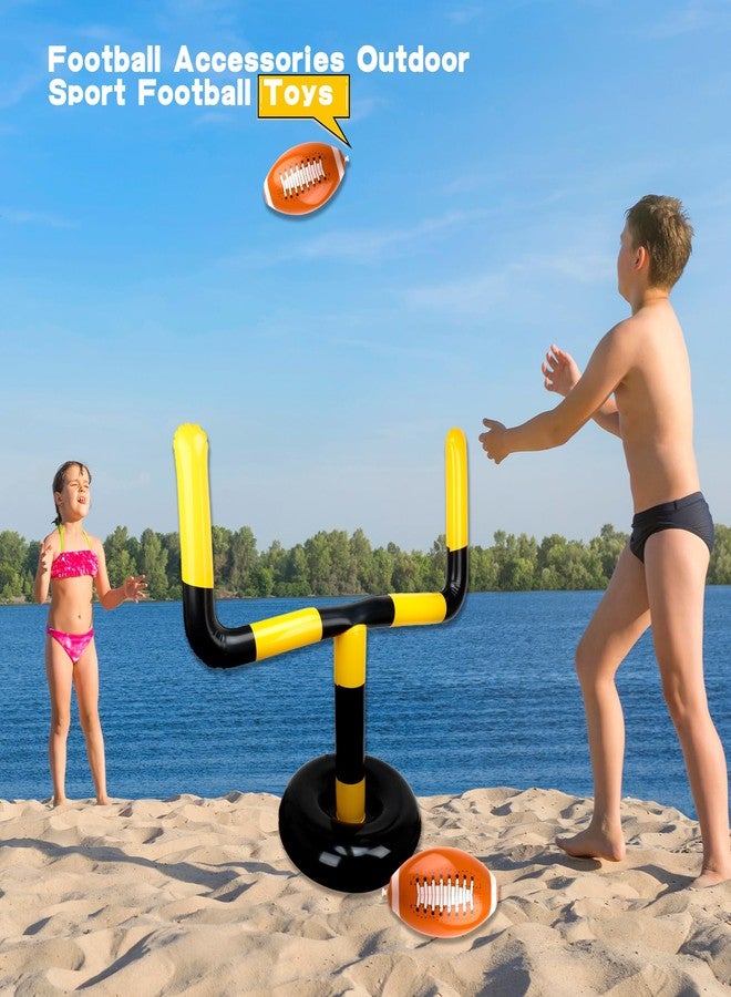 Restroma 4 Pcs Jumbo Inflatable Football Set Include 1 Giant Inflatable Football Goal Post and 3 Pcs Blow Up Footballs Beach Balls for Summer Beach Lawns Outdoor Sports Game - Image 5