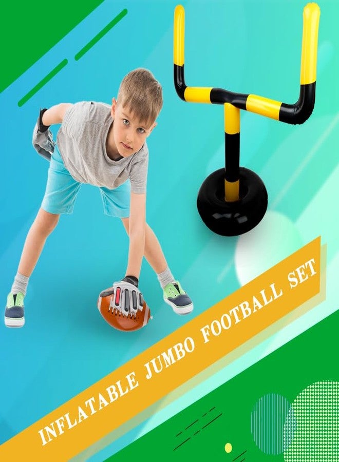 Restroma 4 Pcs Jumbo Inflatable Football Set Include 1 Giant Inflatable Football Goal Post and 3 Pcs Blow Up Footballs Beach Balls for Summer Beach Lawns Outdoor Sports Game - Image 3