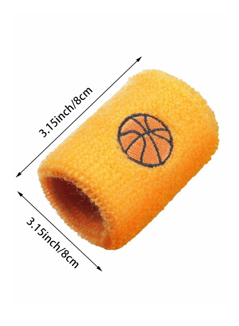 Sports Wristbands for Kids, Colorful Wrist Sweatbands Cotton Terry Cloth with 6 Basketball Design School Students Teacher Party Birthday Favors (6 Colors 12 Pcs - Image 3
