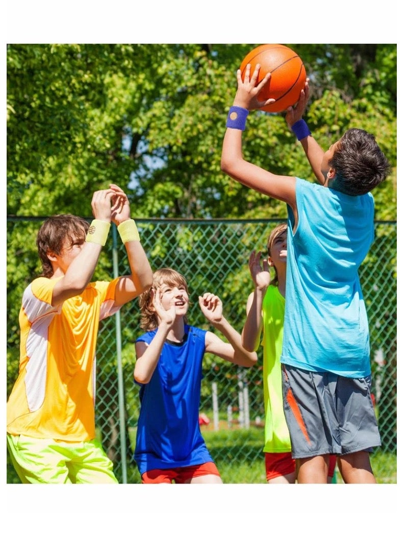 Sports Wristbands for Kids, Colorful Wrist Sweatbands Cotton Terry Cloth with 6 Basketball Design School Students Teacher Party Birthday Favors (6 Colors 12 Pcs - Image 4
