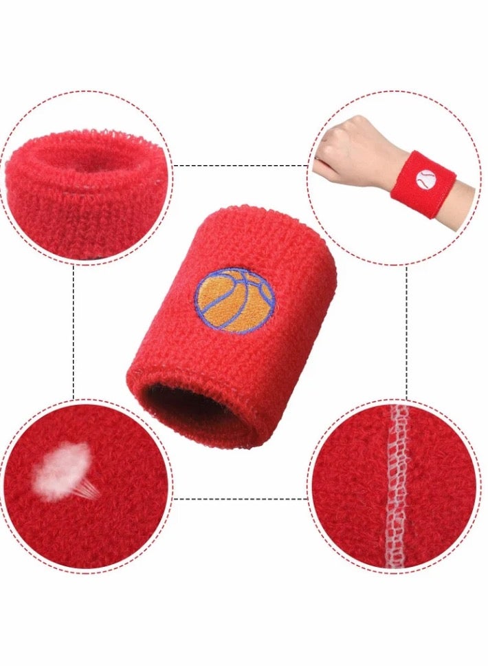 Sports Wristbands for Kids, Colorful Wrist Sweatbands Cotton Terry Cloth with 6 Basketball Design School Students Teacher Party Birthday Favors (6 Colors 12 Pcs - Image 5