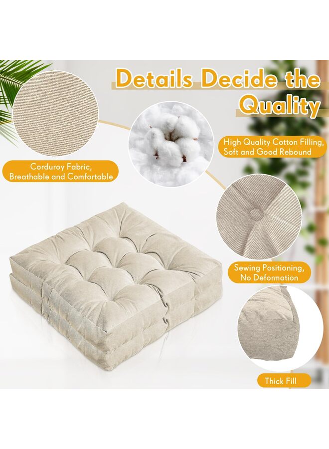 4 وسائد أرضية مربعة كبيرة مقاس 22 × 22 بوصة، مثالية للتأمل في الفصول الدراسية، وللكبار، وللنزهات والحفلات، كهدية في عيد الميلاد. - Image 2