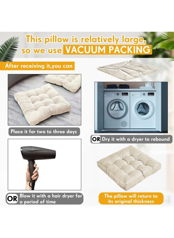 4 وسائد أرضية مربعة كبيرة مقاس 22 × 22 بوصة، مثالية للتأمل في الفصول الدراسية، وللكبار، وللنزهات والحفلات، كهدية في عيد الميلاد. - Image 4