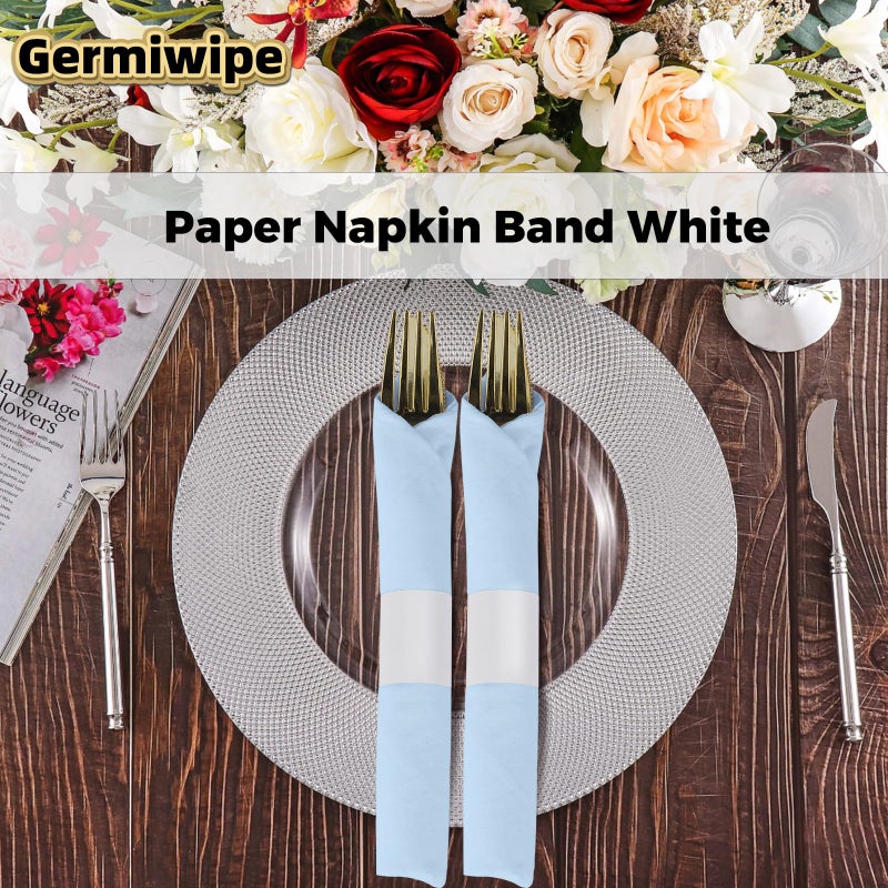 Germiwipe Napkin Bands,Paper Napkin Rings Self Adhesive,Silverware Wraps Bands (White-500 pcs) - Image 4