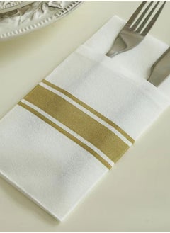 Generic Rectangular Cloth White Napkins with Gold Border,50 Pieces Fancy Paper Napkin,Disposable Dinner Napkins,Decorative Party Napkins for Weddings,Dinner Parties,Upscale Parties and Events  - Image 5