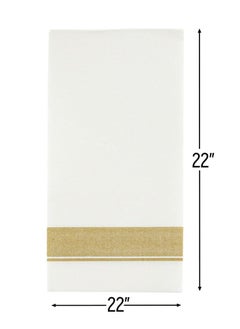 Generic Rectangular Cloth White Napkins with Gold Border,50 Pieces Fancy Paper Napkin,Disposable Dinner Napkins,Decorative Party Napkins for Weddings,Dinner Parties,Upscale Parties and Events  - Image 3