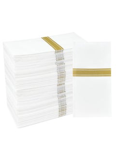 Generic Rectangular Cloth White Napkins with Gold Border,50 Pieces Fancy Paper Napkin,Disposable Dinner Napkins,Decorative Party Napkins for Weddings,Dinner Parties,Upscale Parties and Events  - Image 4