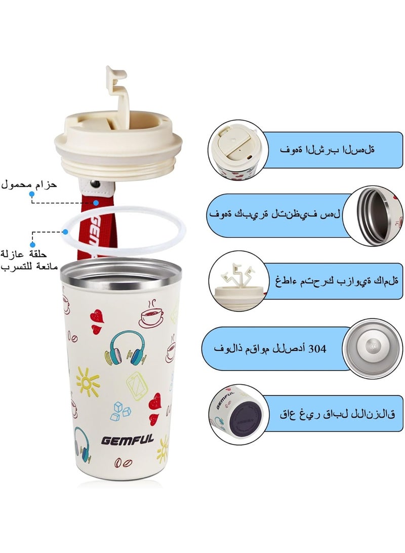 جيمفول كوب قهوة للسفر مصنوع من الفولاذ المقاوم للصدأ ومفرغ من الهواء - Image 3