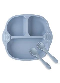 Snowie Soft Baby Suction Plates For Baby Feeding With 4 Strong Suction Cups, Silicone Toddler Plates With Spoon & Fork For Kids To Feed Themselves, Dish Washer & Micro-Wave Oven Safe, Solid  - Image 1