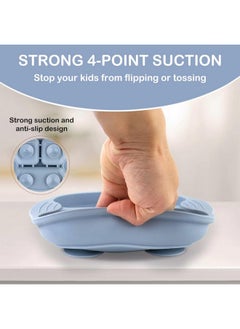 Snowie Soft Baby Suction Plates For Baby Feeding With 4 Strong Suction Cups, Silicone Toddler Plates With Spoon & Fork For Kids To Feed Themselves, Dish Washer & Micro-Wave Oven Safe, Solid  - Image 3